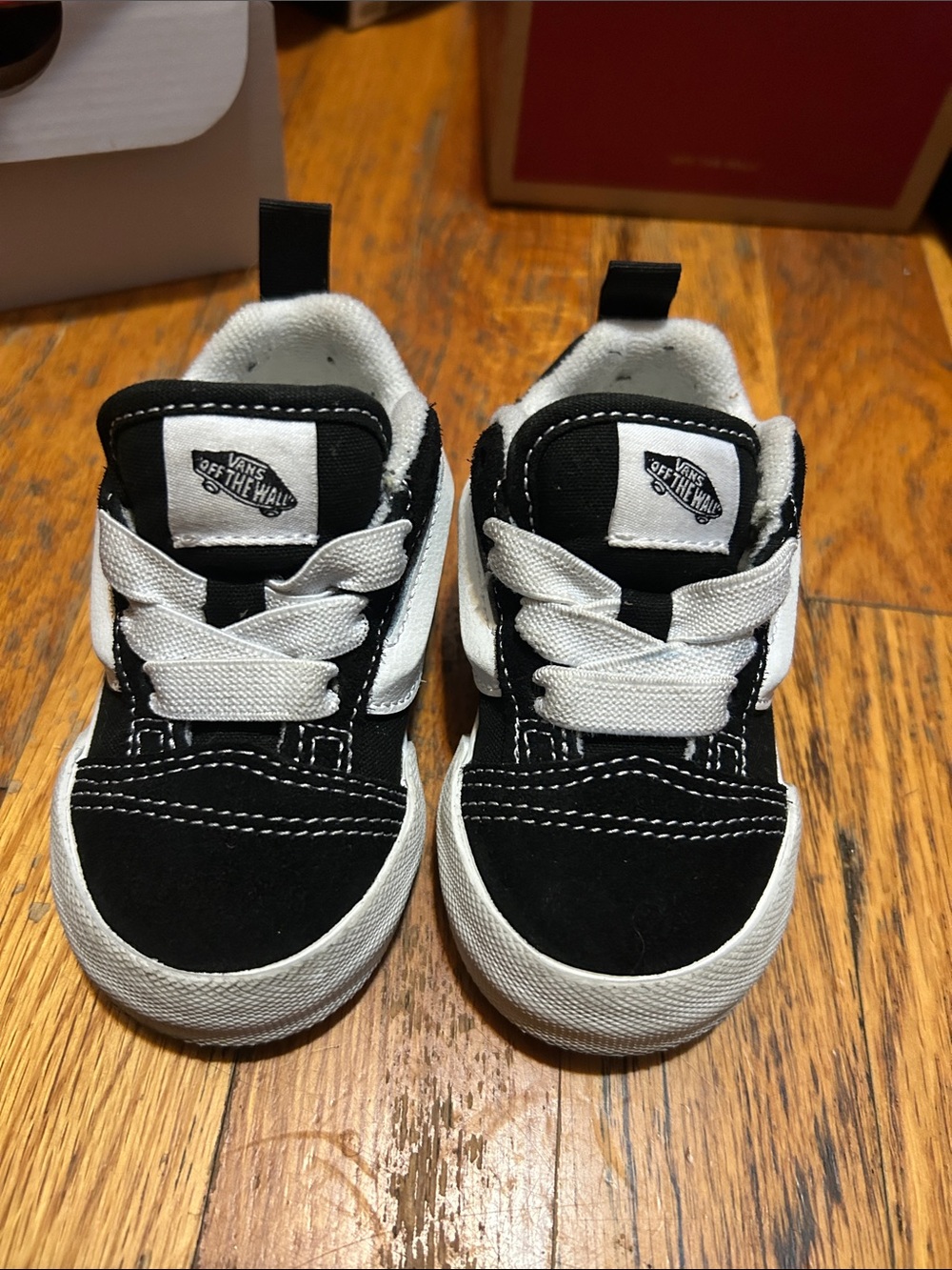 Vans Kids Black and White Low-Top Skate Sneakers